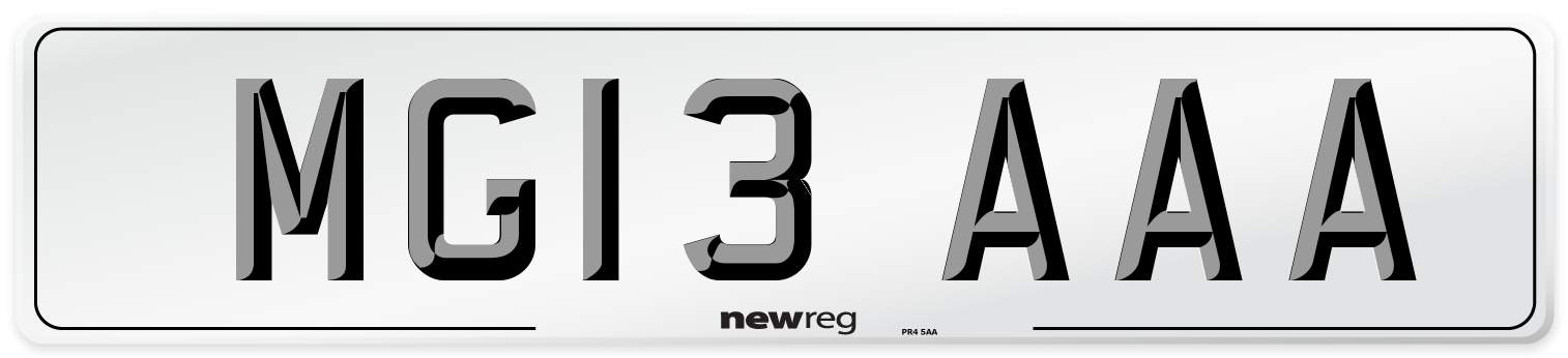 MG13 AAA Number Plate from New Reg